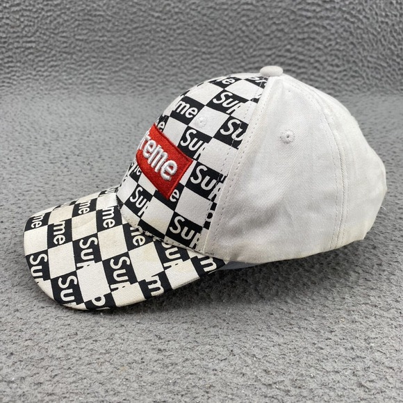 Supreme Hat Cap Strapback Men's Black White Checkered Logo Skater 90s Streetwear - Picture 2 of 10